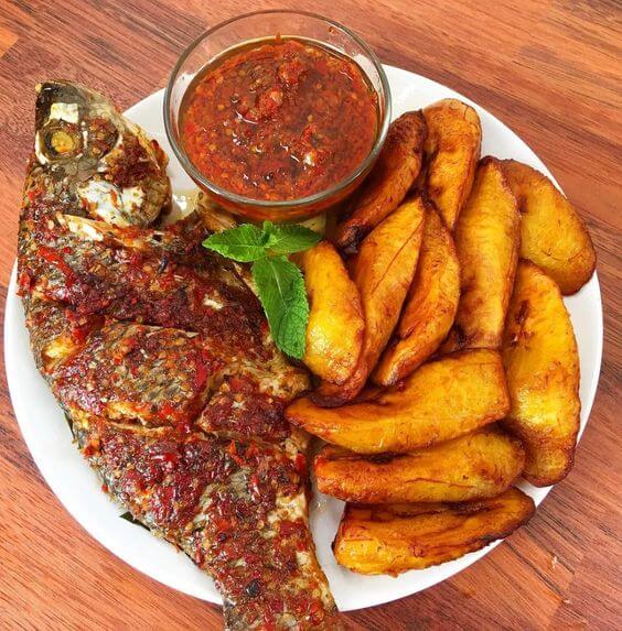 Plaintain with Goat Meat